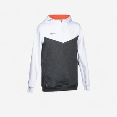 Hockey trui met capuchon kind fh500 wit grijs