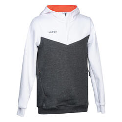 Sweat-shirt de hockey sur gazon fille FH500 blanc, gris et rose