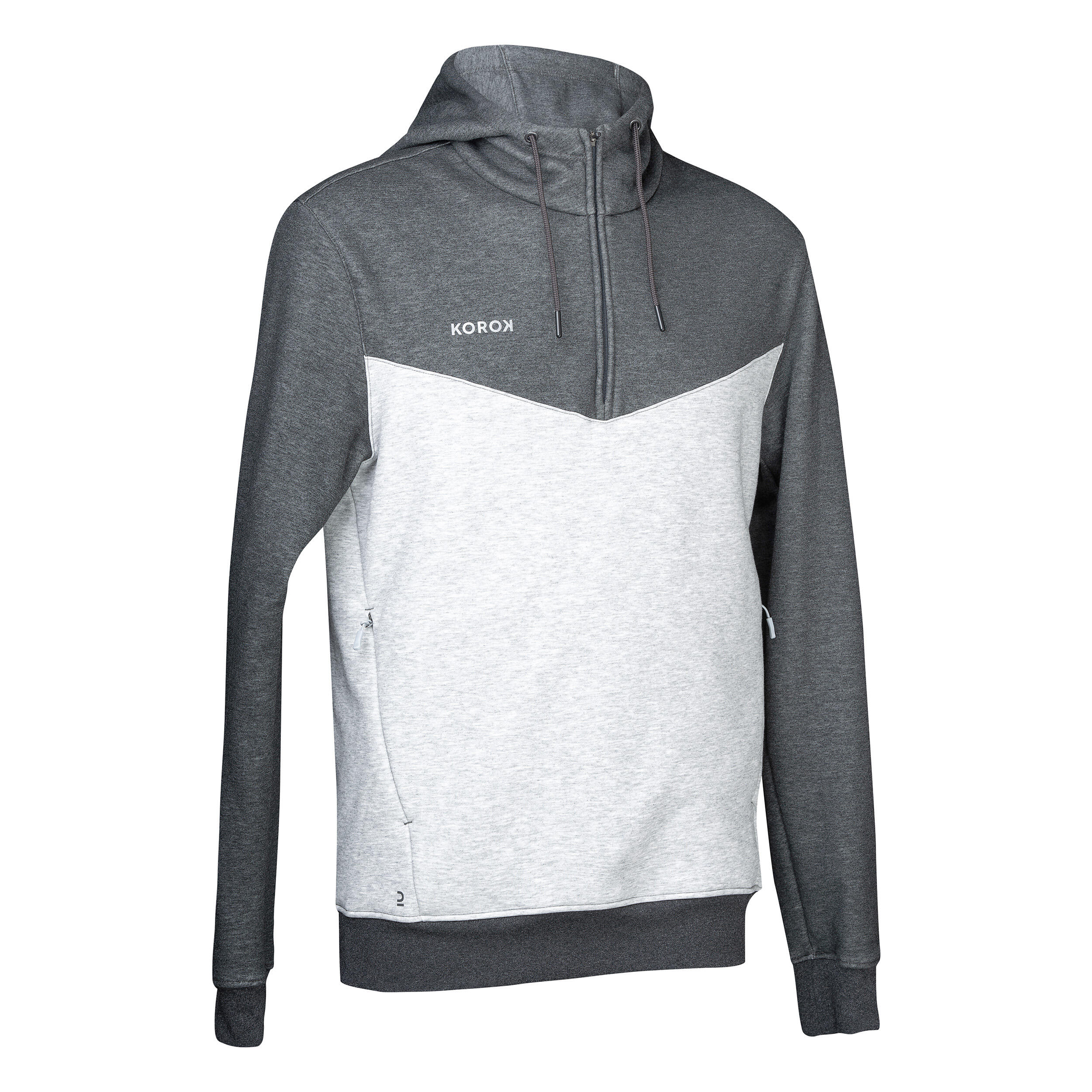 KOROK Hockey trui met capuchon heren FH500 lichtgrijs/wit