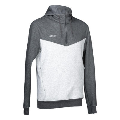 Hockey trui met capuchon heren fh500 lichtgrijs/wit