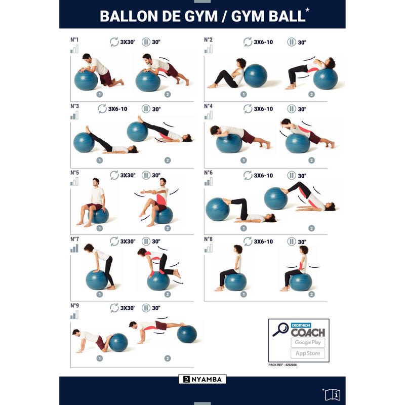 Fitball Pelota Pilates Resistente Talla M - 65 cm Turquesa