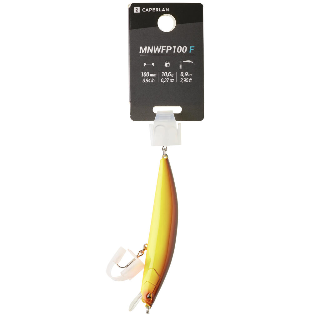 POISSON NAGEUR JERKBAIT MINNOW PÊCHE AUX LEURRES MNWFP 100 F JAUNE ORANGE