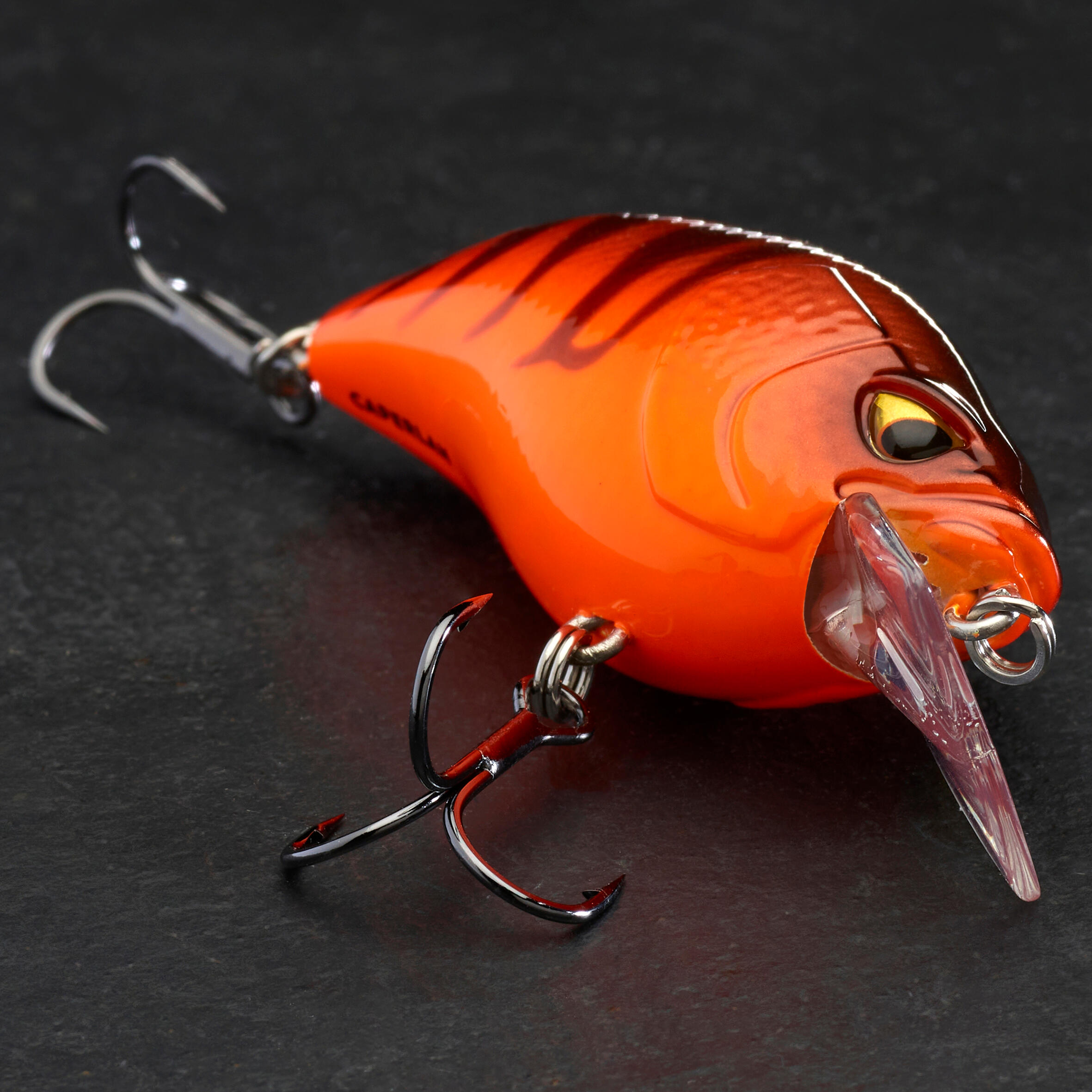 60 lure fishing crankbait - Fluo orange, black - Caperlan - Decathlon