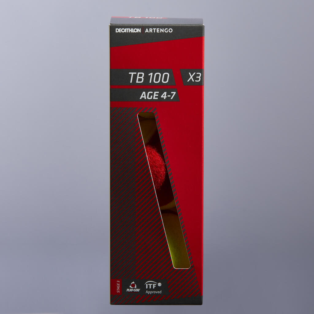 Crvena loptica za tenis TB100 (3 komada)