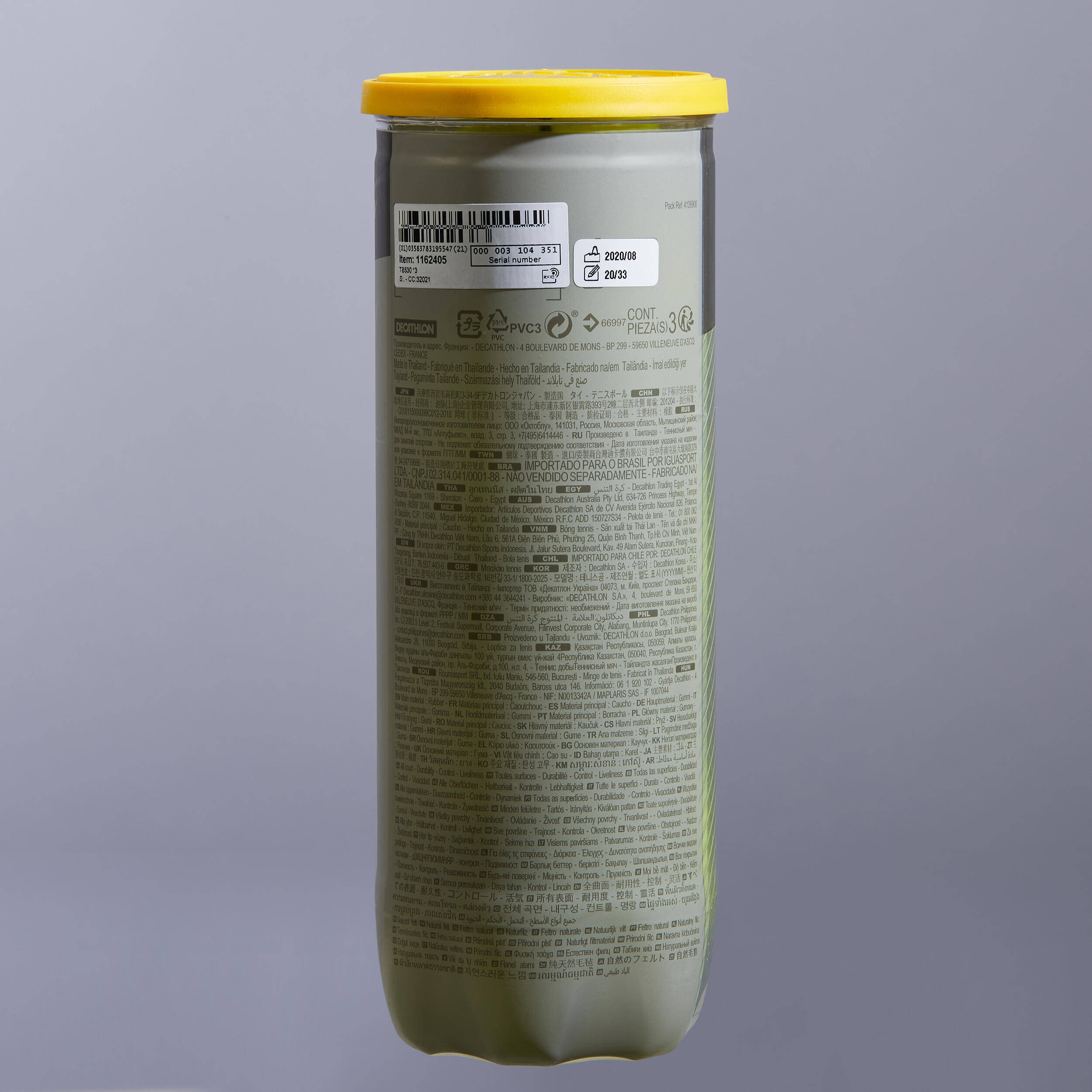 Tennis Ball ITF TB530 x3 Fluorescent Yellow -  5