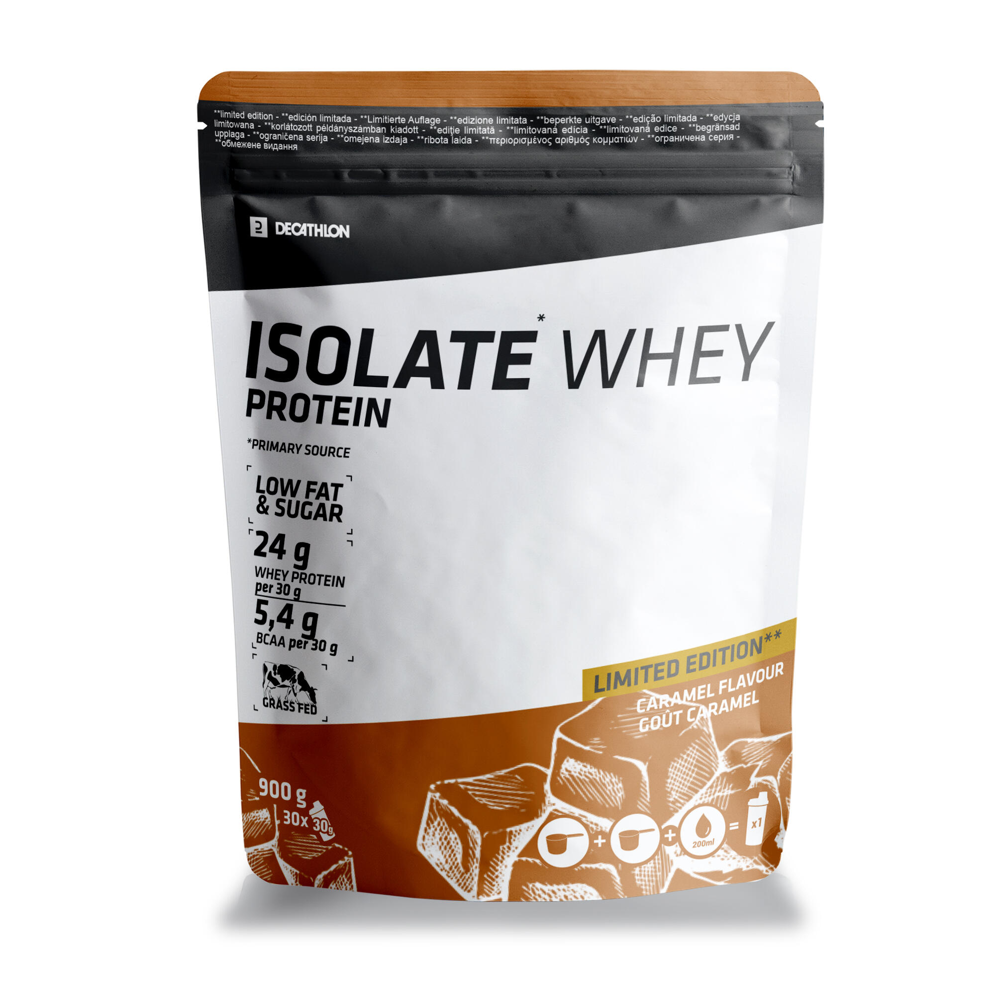 Limited Edition Whey Protein Isolate 900g Caramel DOMYOS Decathlon