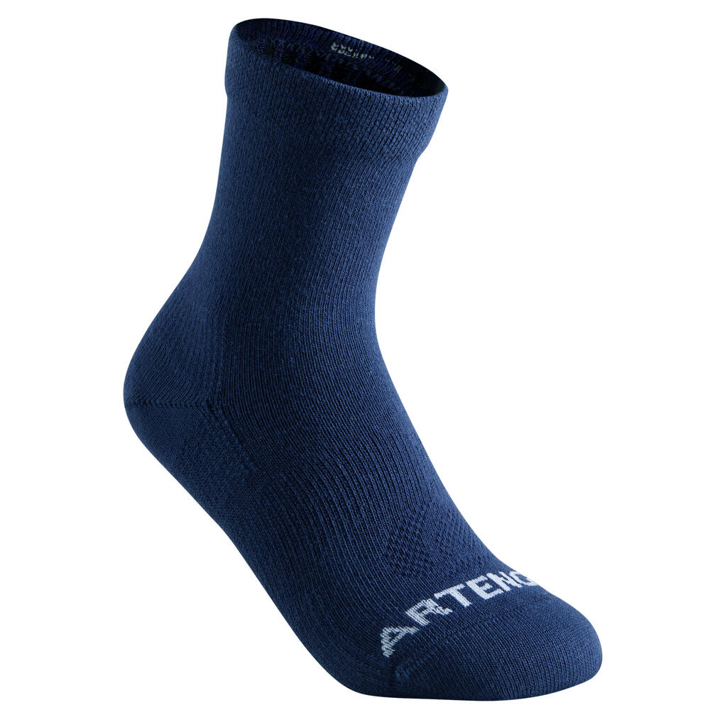 CHAUSSETTES DE SPORT ENFANT HAUTES  ARTENGO RS 160 NOIR GRIS LOT DE 3