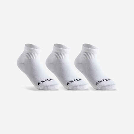 Čarape za sportove s reketom 100 srednje visoke dječje bijele 3 para