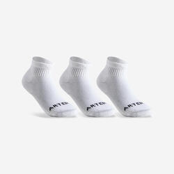 CHAUSSETTES DE SPORT ENFANT MI-HAUTES ARTENGO RS 100 NOIR LOT DE 3