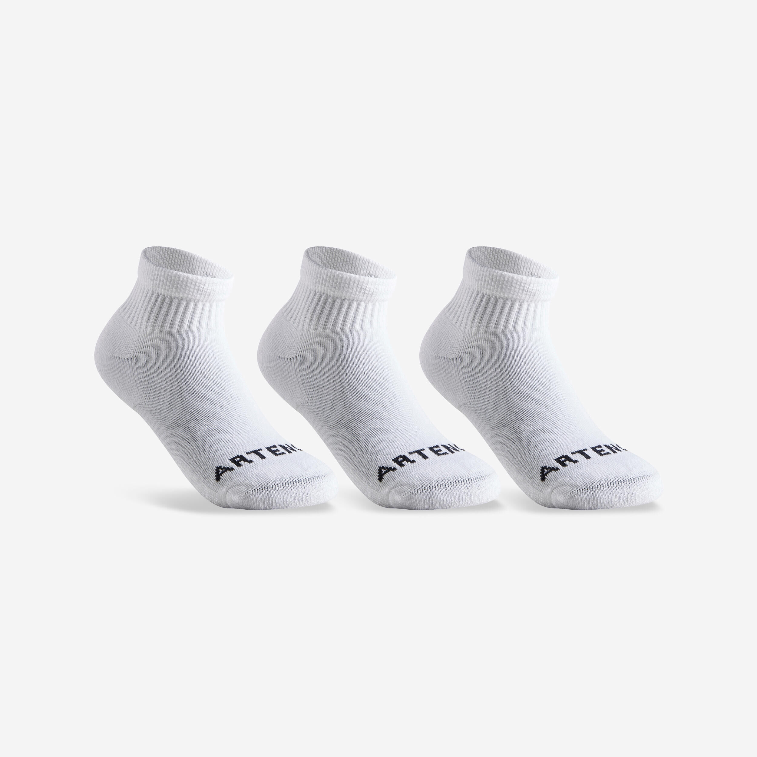 ARTENGO Kids' Mid Sports Socks RS 100 Tri-Pack - White