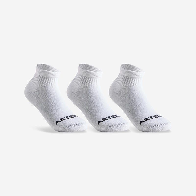 Dětské polovysoké tenisové ponožky RS100 bílé 3 páry 