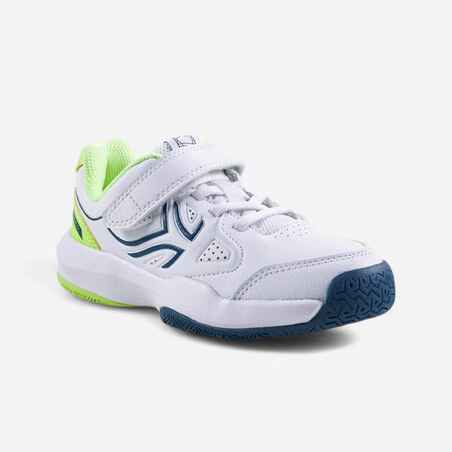 CHAUSSURE DE TENNIS ENFANT TS530 SCRATCH BLANC JAUNE