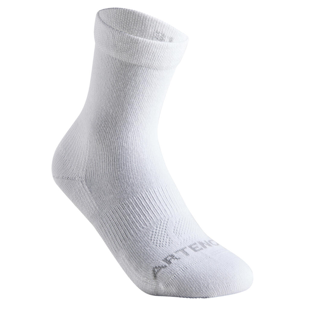 CHAUSSETTES DE SPORT ENFANT HAUTES  ARTENGO RS 160 NOIR GRIS LOT DE 3