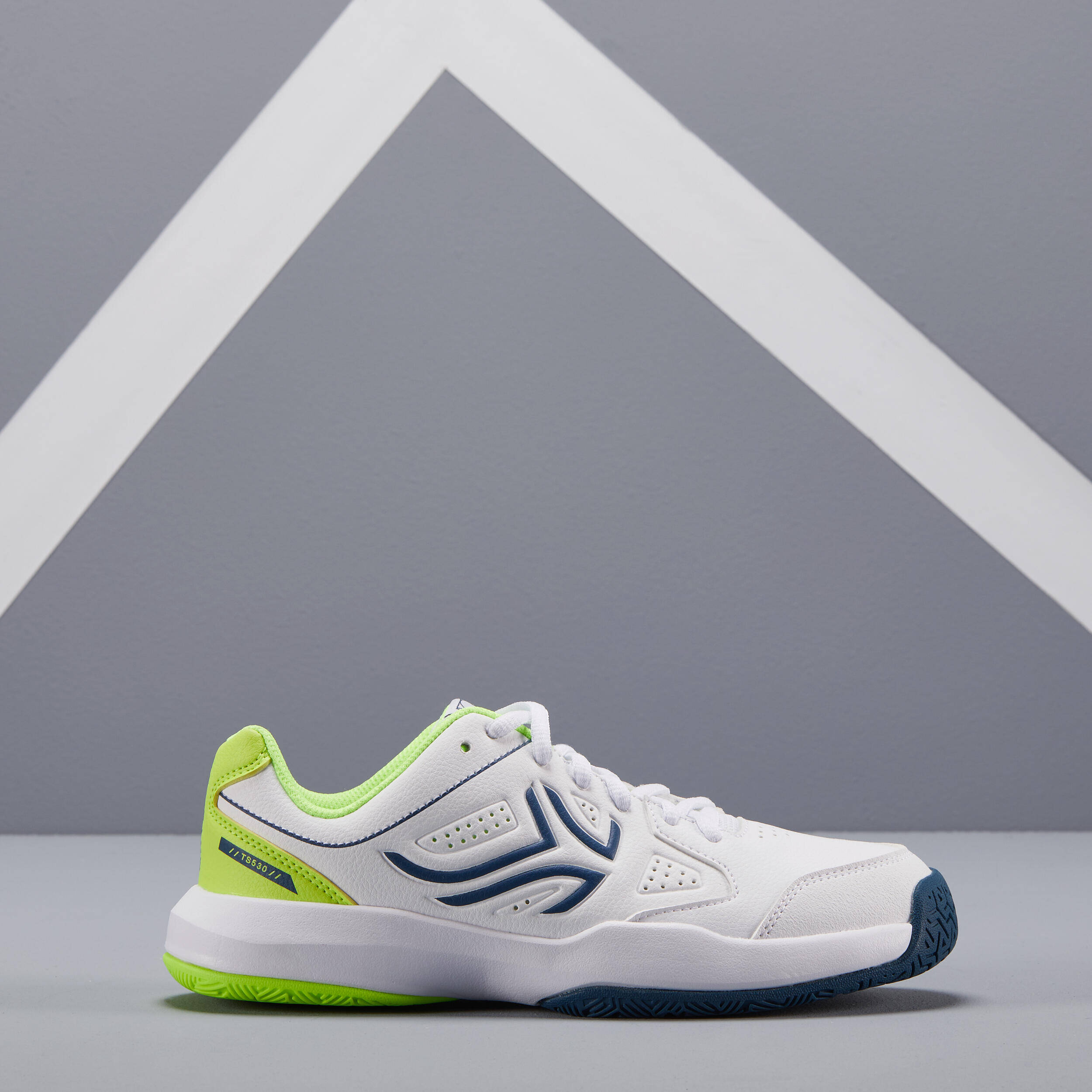Kids' Lace-Up Tennis Shoes TS530 - White/Yellow -  2