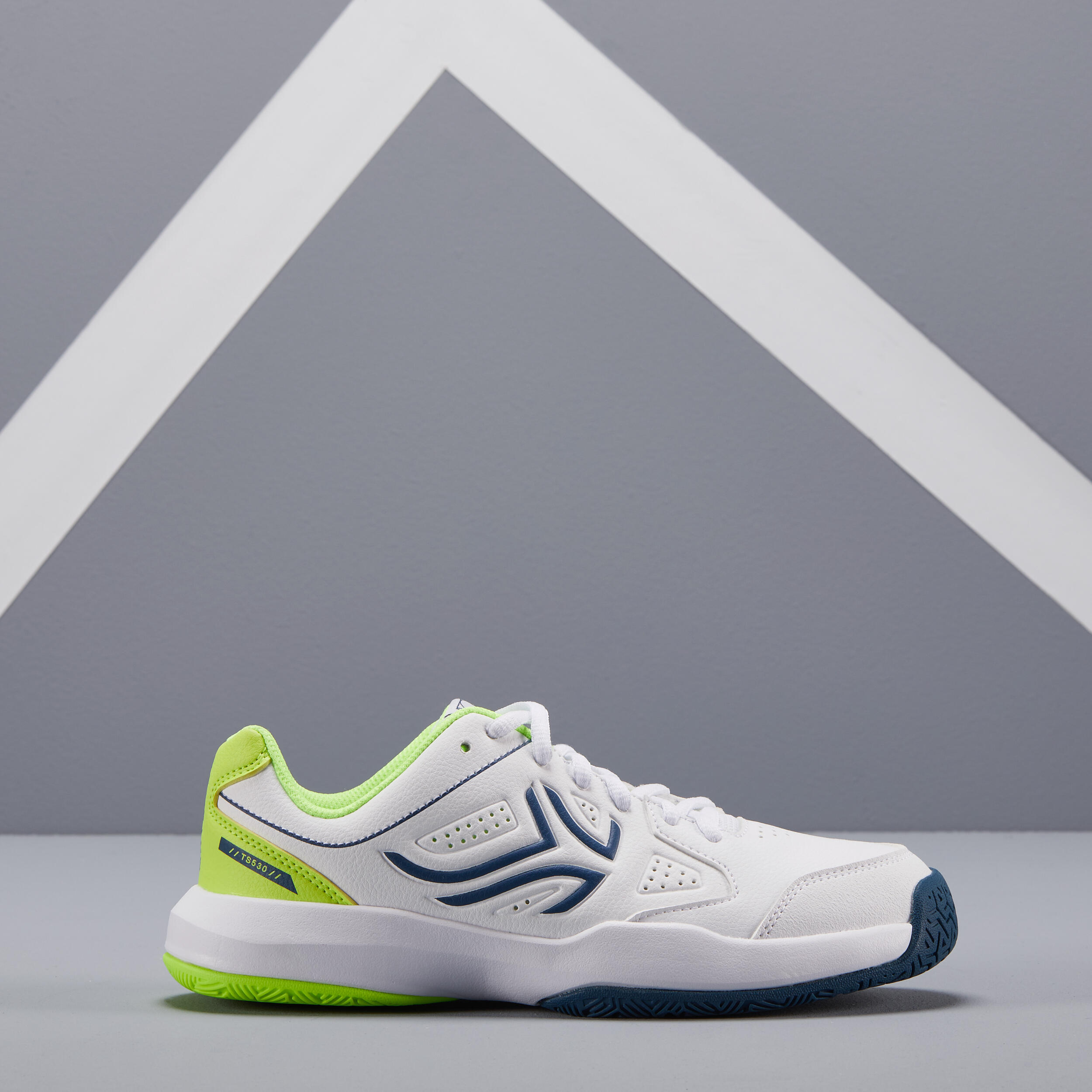 Kids' Lace-Up Tennis Shoes TS530 - White/Yellow 2/6