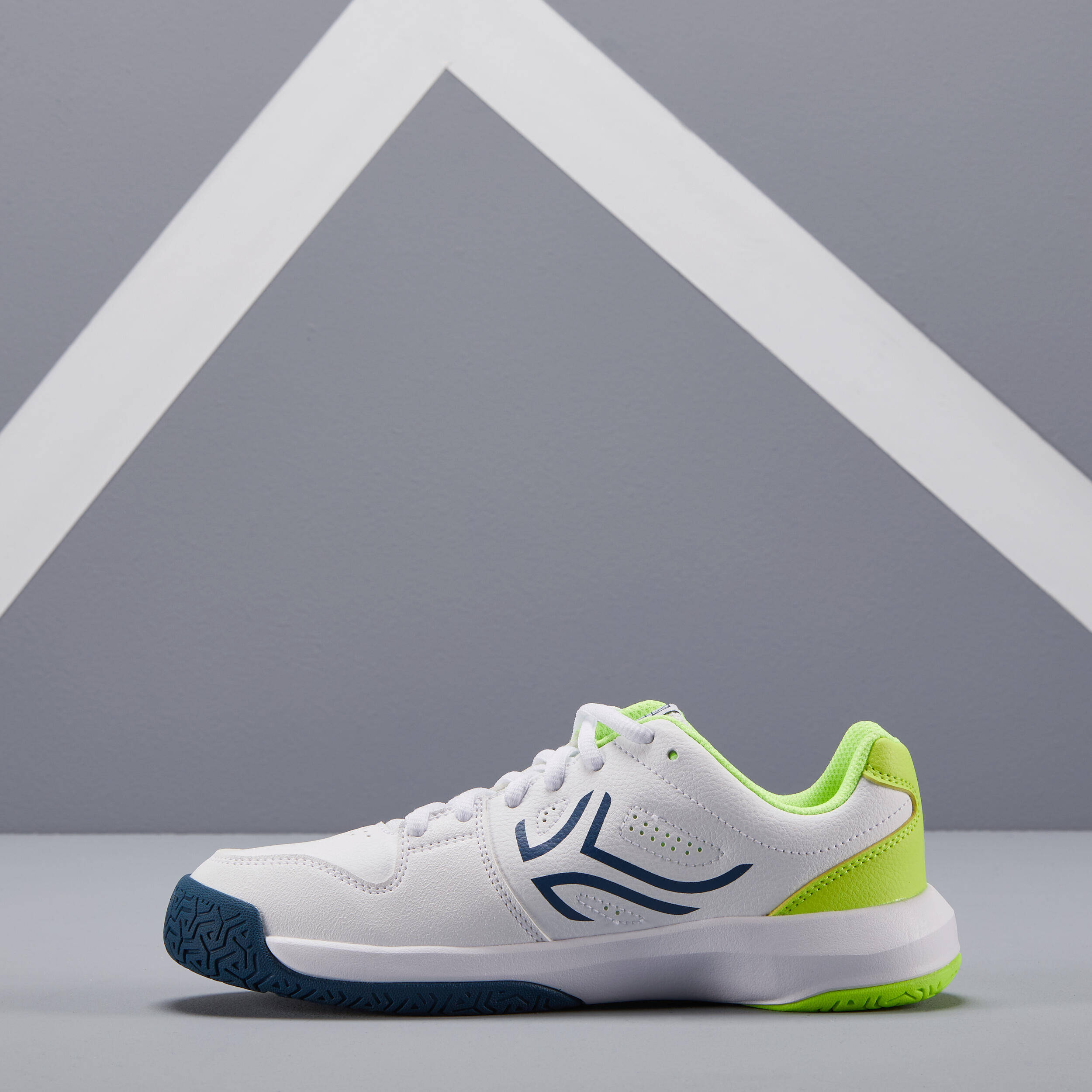 Kids' Lace-Up Tennis Shoes TS530 - White/Yellow -  3
