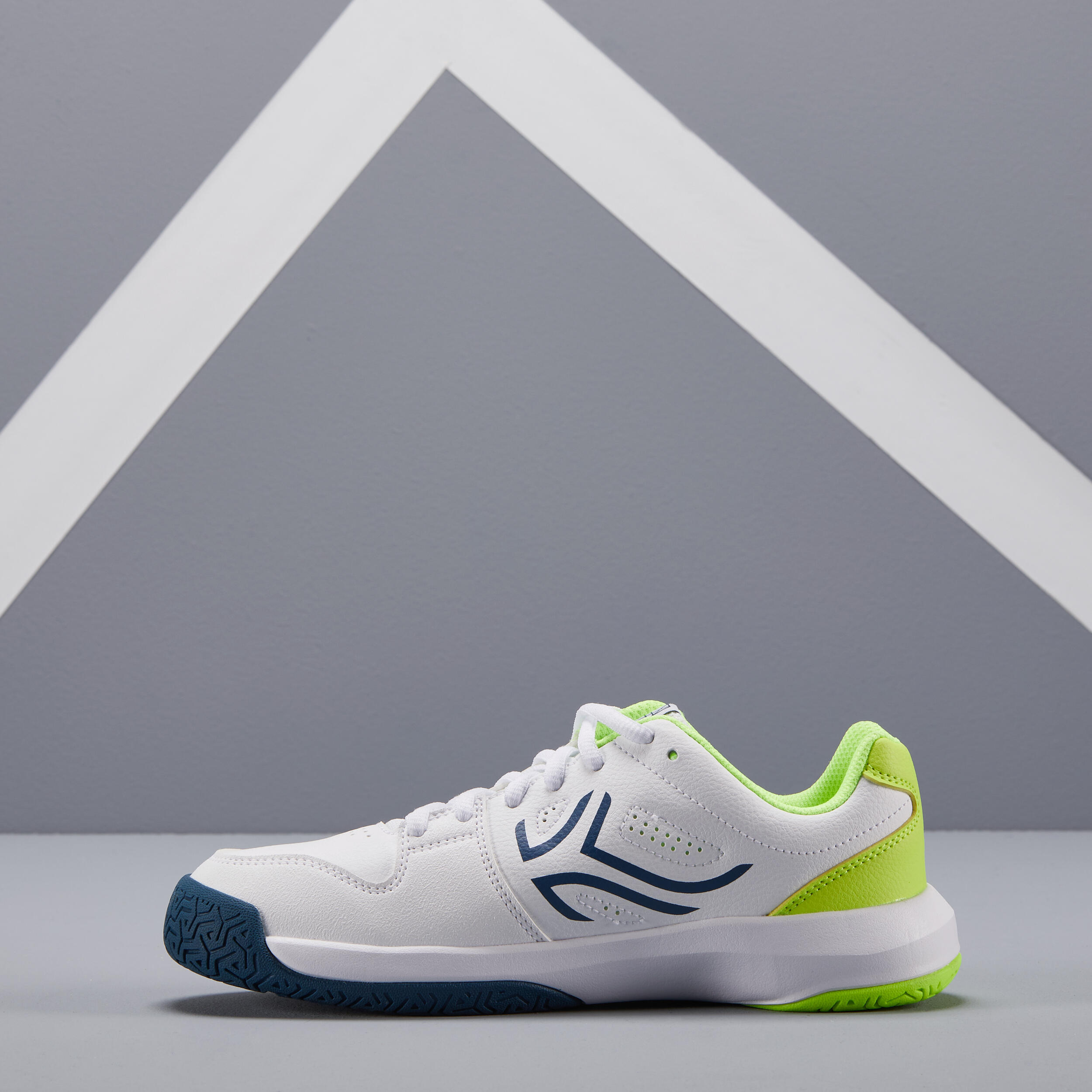 Kids' Lace-Up Tennis Shoes TS530 - White/Yellow 3/6