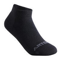 CHAUSSETTES DE SPORT ENFANT MI-HAUTES ARTENGO RS 160  NOIR GRIS LOT DE 3