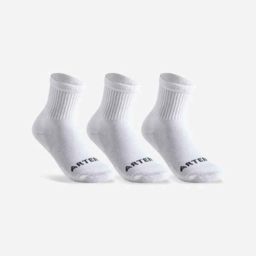 
      CHAUSSETTES SPORTS DE RAQUETTES HAUTES ENFANT ARTENGO  RS 100 BLANCHE LOT DE 3
  