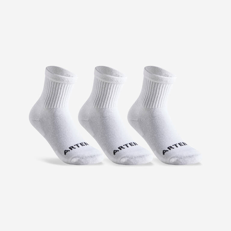 Kids' High Racket Sports Socks RS100 Tri-Pack - White