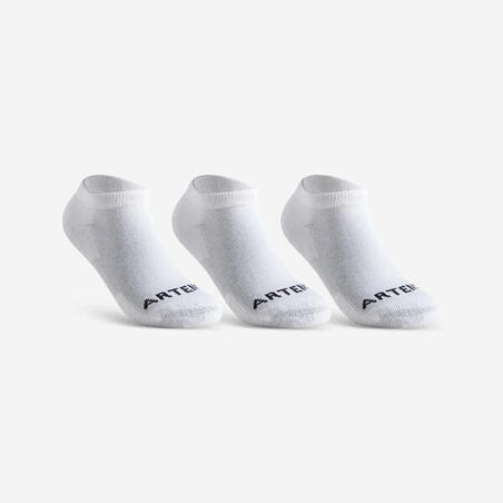 CHAUSSETTES SPORTS DE RAQUETTES BASSES ENFANT ARTENGO  RS 100 BLANC LOT DE 3