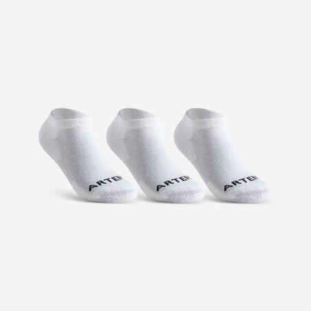 Χαμηλές παιδικές κάλτσες για αθλήματα ρακέτας RS100, 3 ζεύγη - Λευκό