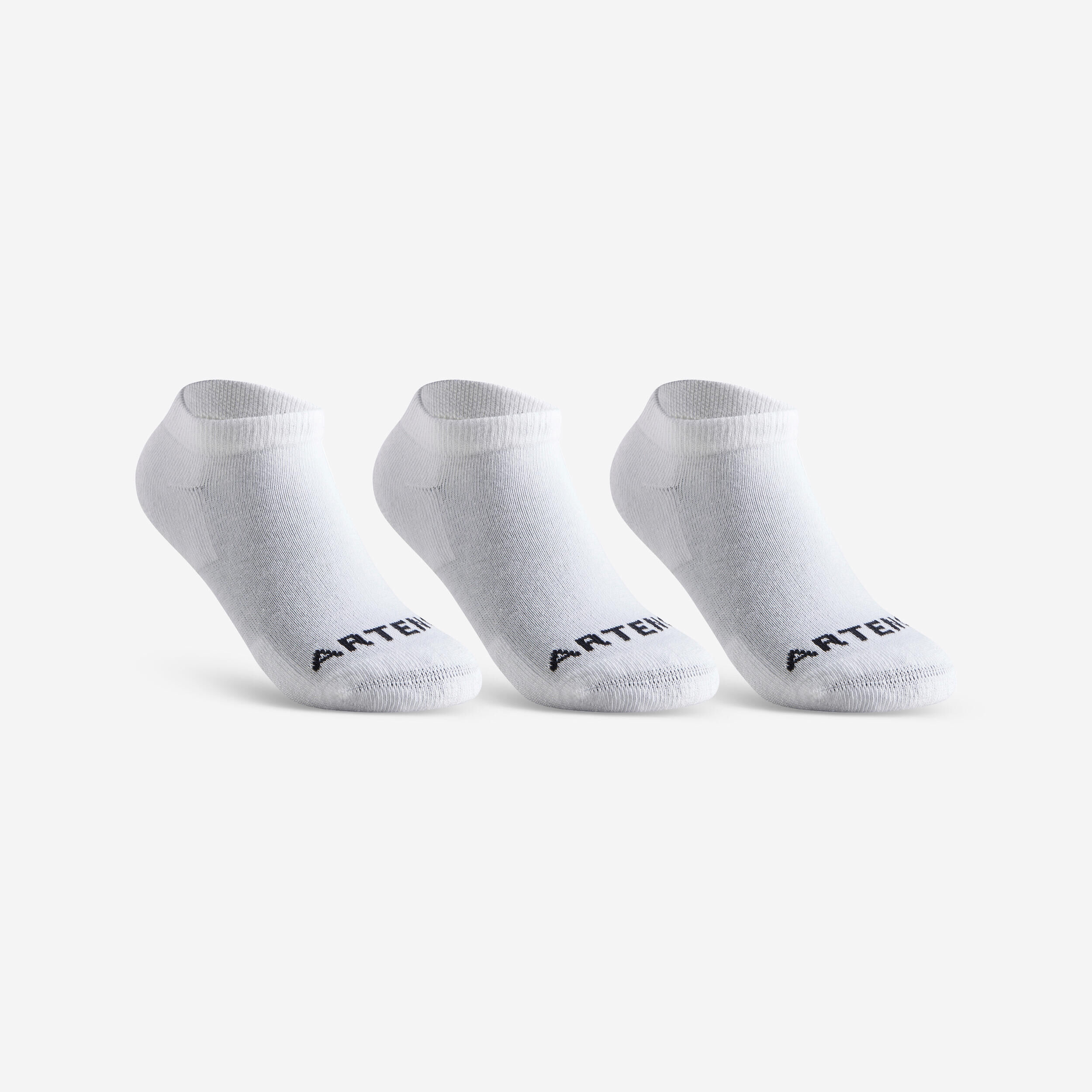 ARTENGO Kids' Low-Cut Racket Sports Socks RS100 Tri-Pack - White