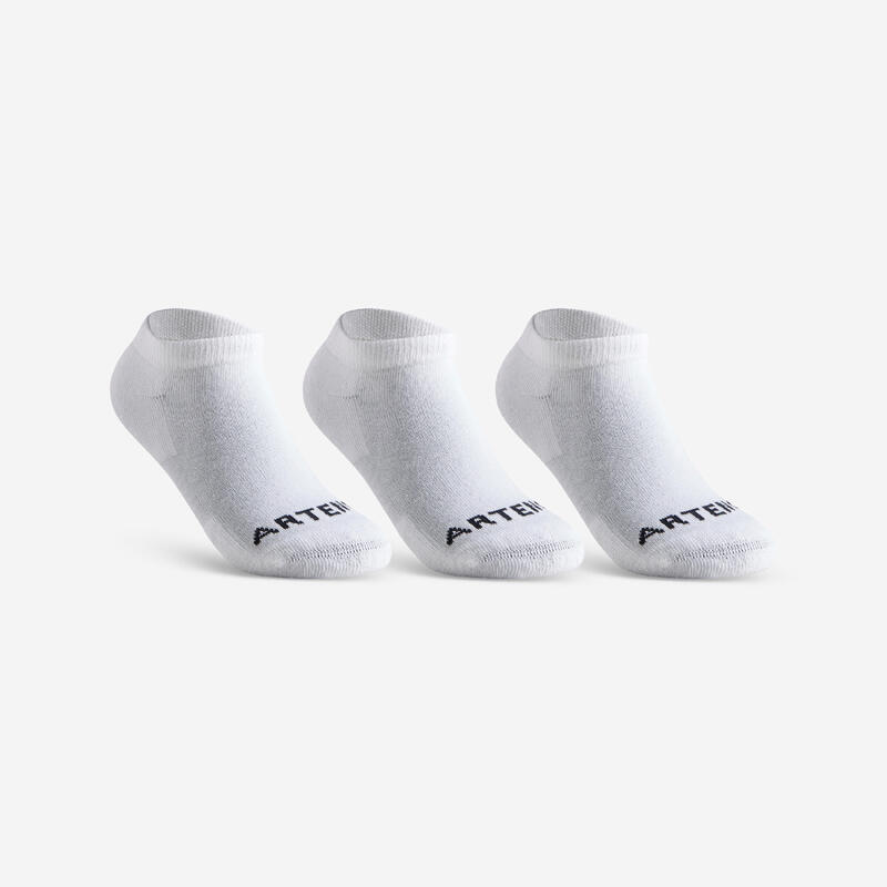 Kids' Low-Cut Racket Sports Socks RS100 Tri-Pack - White