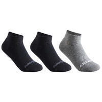 CHAUSSETTES DE SPORT ENFANT MI-HAUTES ARTENGO RS 160  NOIR GRIS LOT DE 3