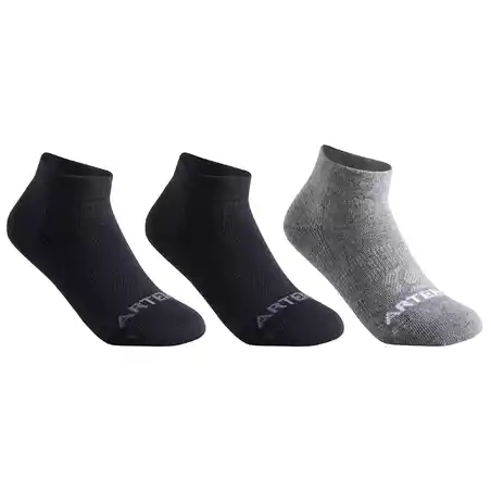 Kids' Mid Sports Socks Tri-Pack RS 160 - Black/Grey