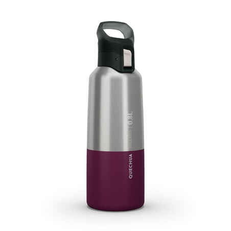 0.8 L stainless steel isothermal water bottle with quick-release cap for hiking 