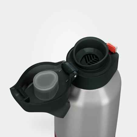 0.8 L stainless steel isothermal water bottle with quick-release cap for hiking 