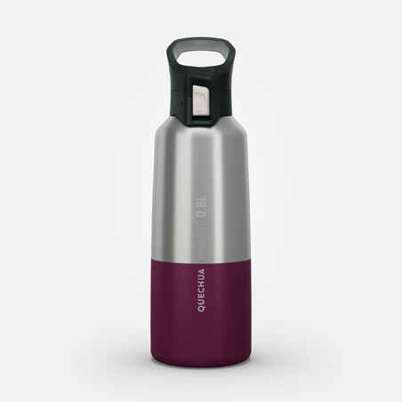 0.8 L stainless steel isothermal water bottle with quick-release cap for hiking 