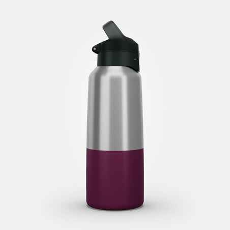 0.8 L stainless steel isothermal water bottle with quick-release cap for hiking 