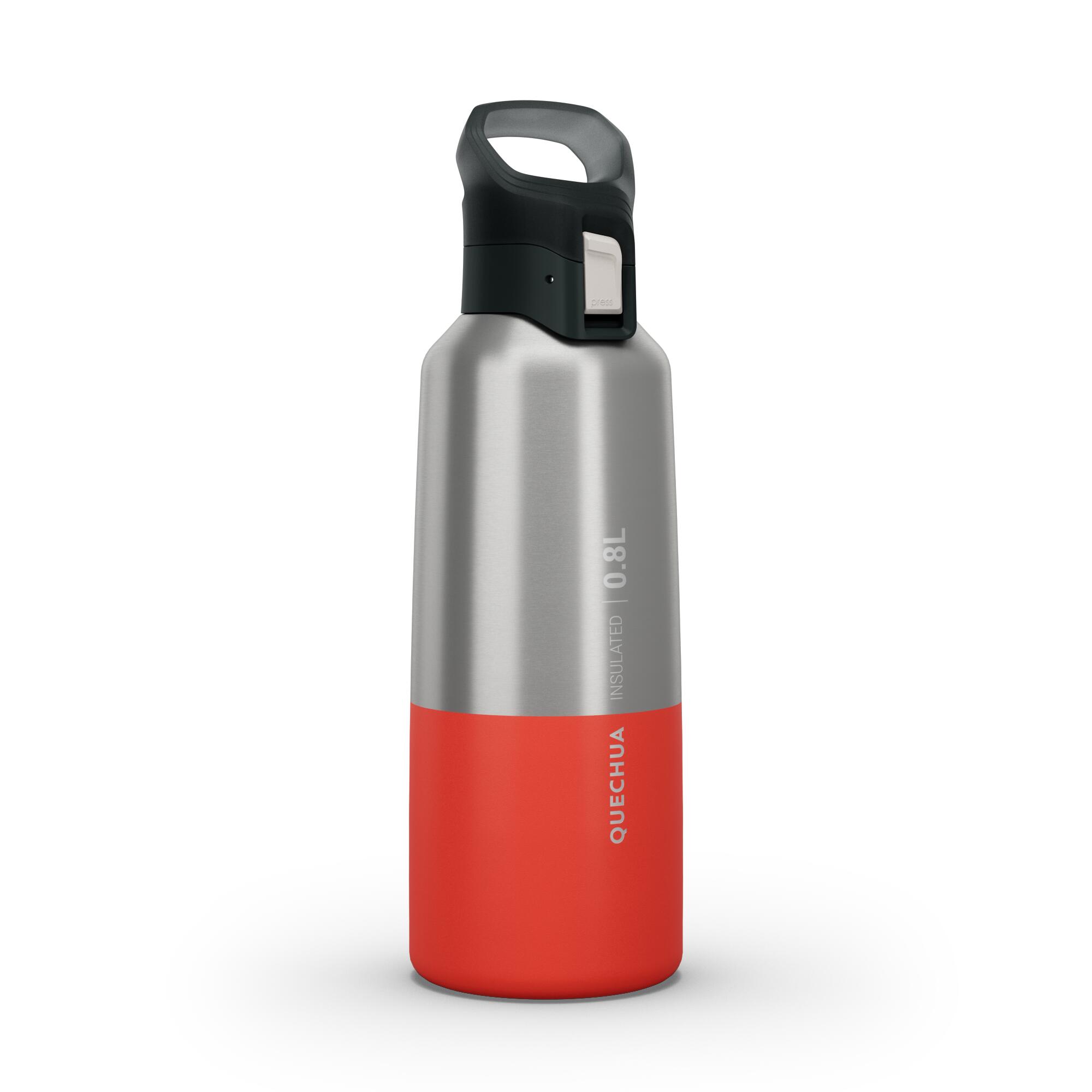 0.8 L stainless steel water bottle with quick-open cap for hiking - Red 19/35