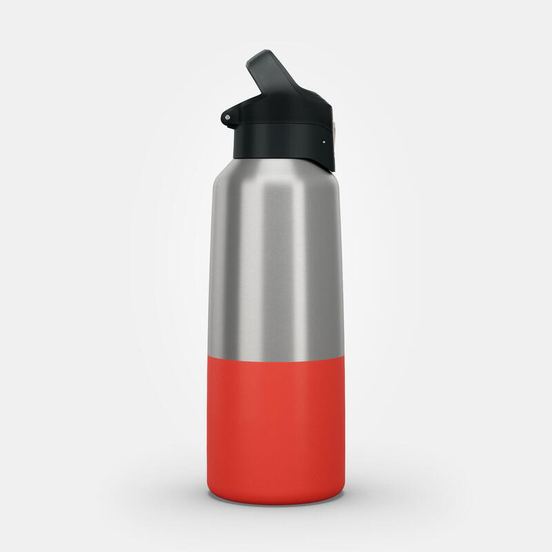 Trinkflasche 0,8 l Isolierflasche Schnellverschluss Wandern - rot