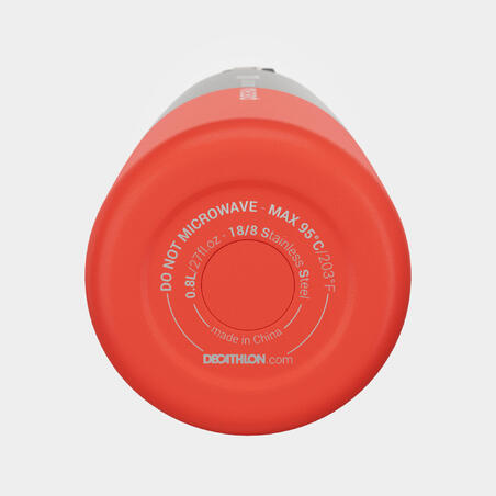 Gourde isotherme inox 0,8L bouchon à ouverture rapide pour la randonnée - rouge