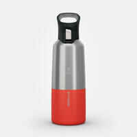 0.8 L stainless steel water bottle with quick-open cap for hiking - Red