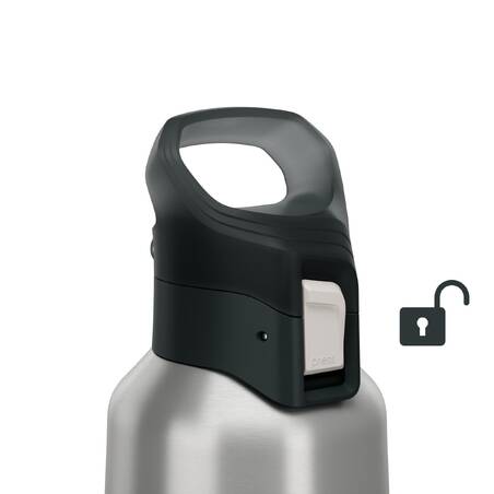 0.8 L stainless steel isothermal water bottle with quick-release cap for hiking 