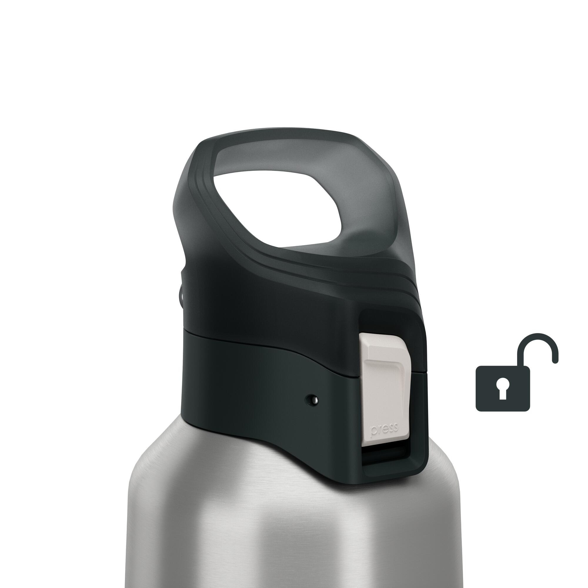 0.8 L stainless steel isothermal water bottle with quick-release cap for hiking  26/31