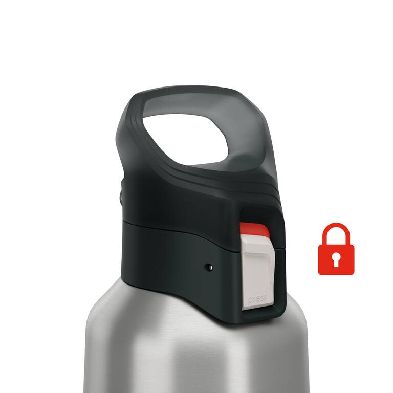 0.8 L stainless steel isothermal water bottle with quick-release cap for hiking 