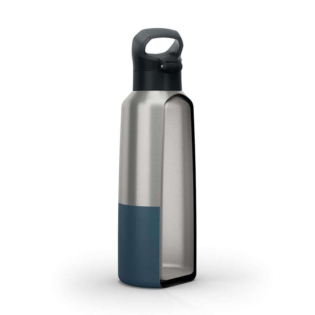 0.8 L stainless steel water bottle with quick-open cap for hiking - Red