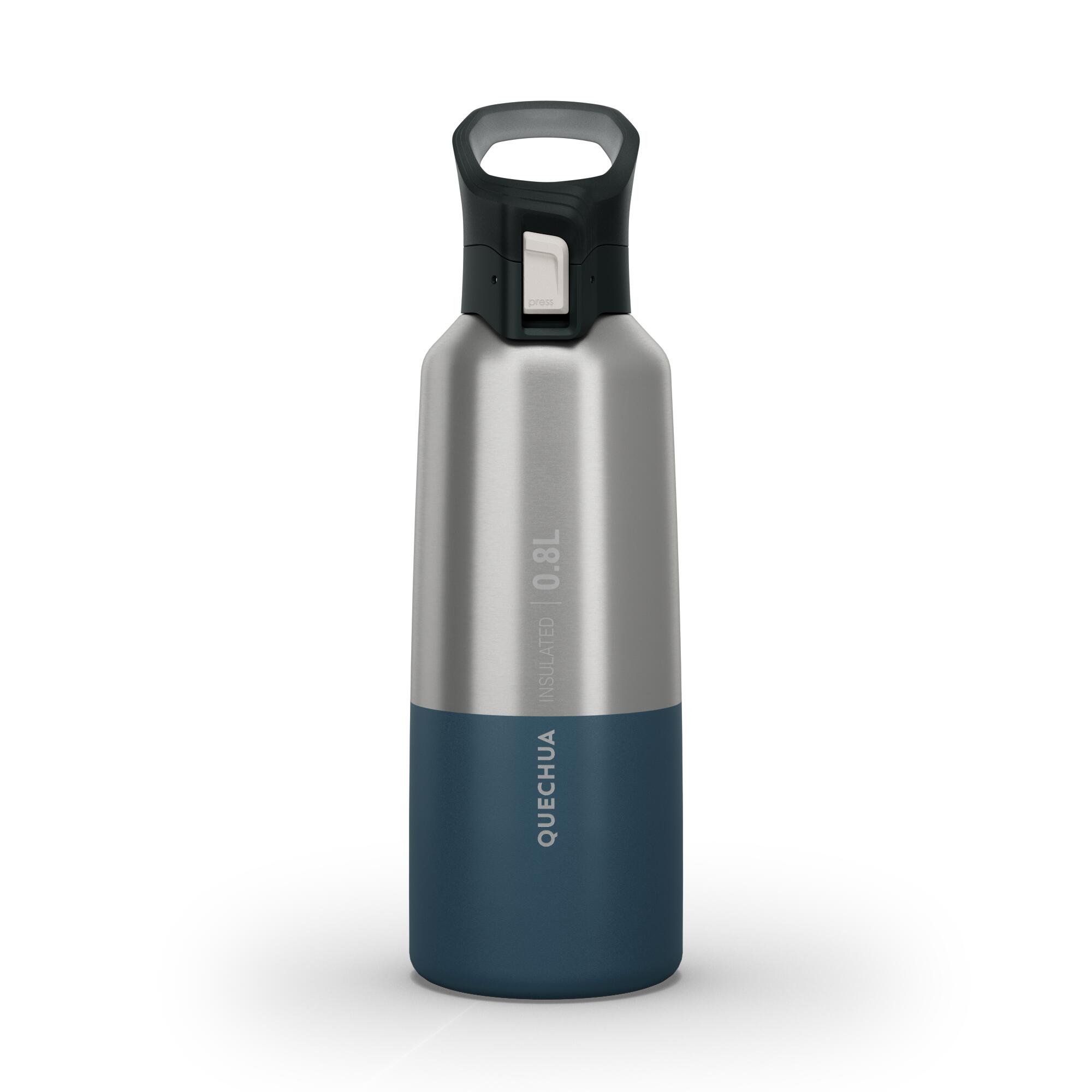 0.8 L stainless steel isothermal water bottle with quick-release cap for hiking  21/31