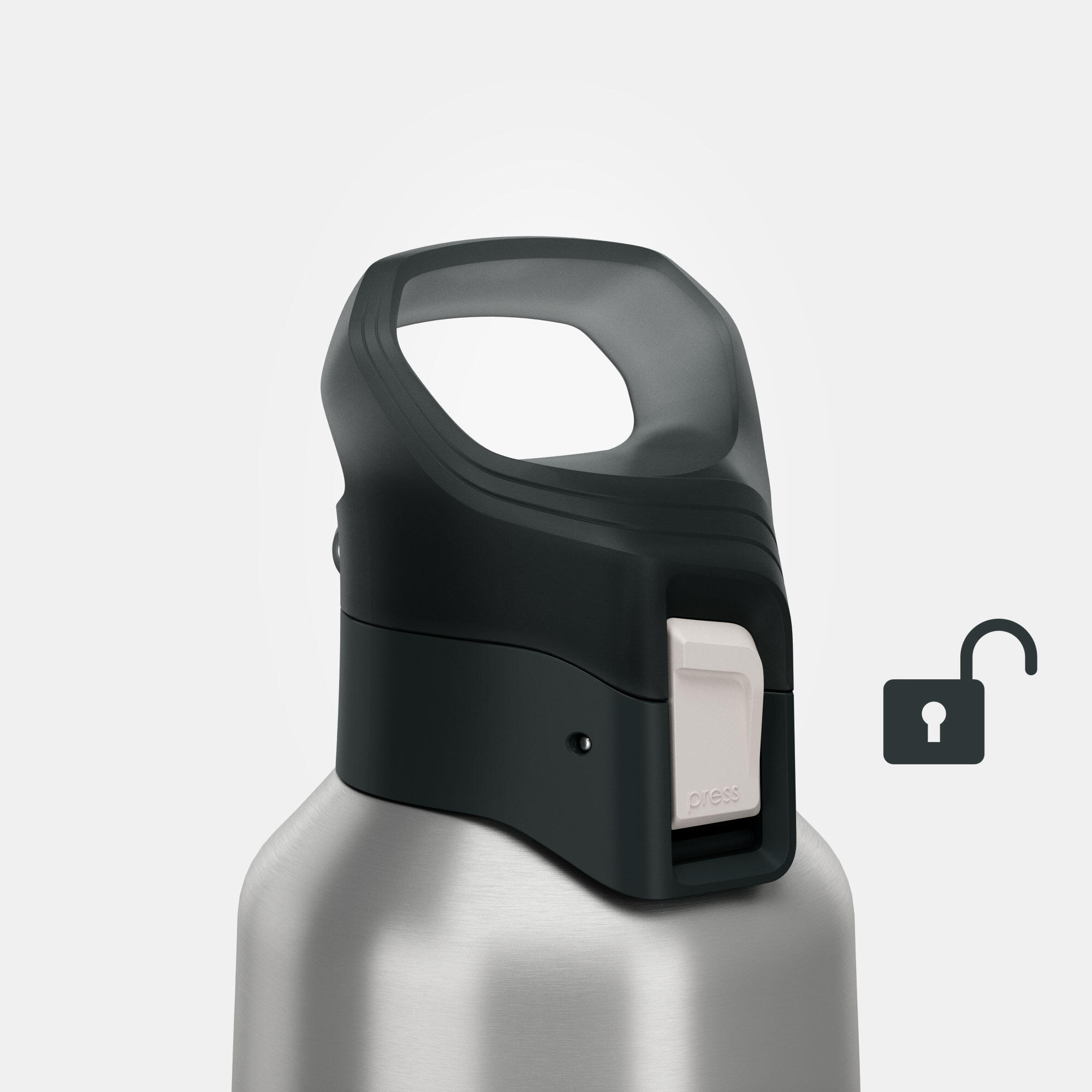 0.8 L stainless steel isothermal water bottle with quick-release cap for hiking  6/31