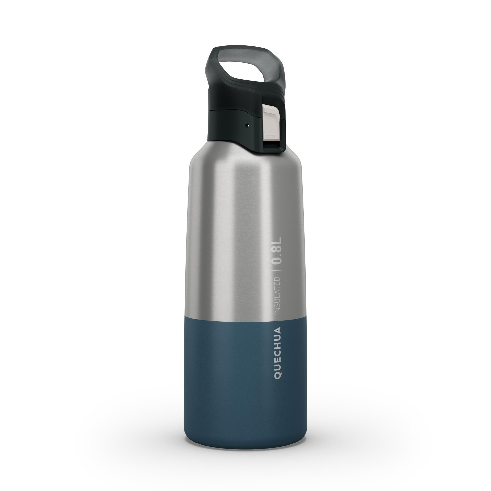 0.8 L stainless steel isothermal water bottle with quick-release cap for hiking  18/31