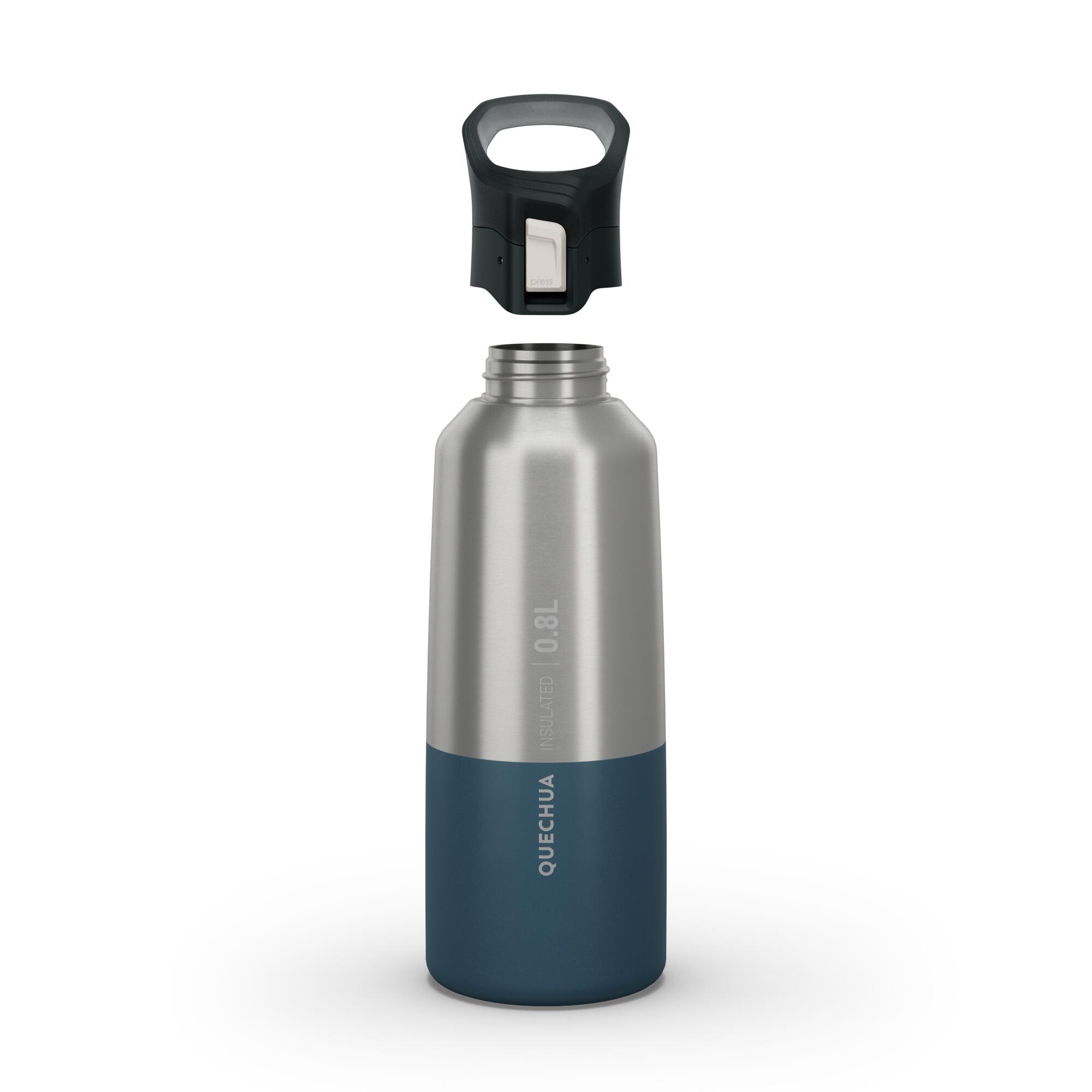 0.8 L stainless steel isothermal water bottle with quick-release cap for hiking  15/31