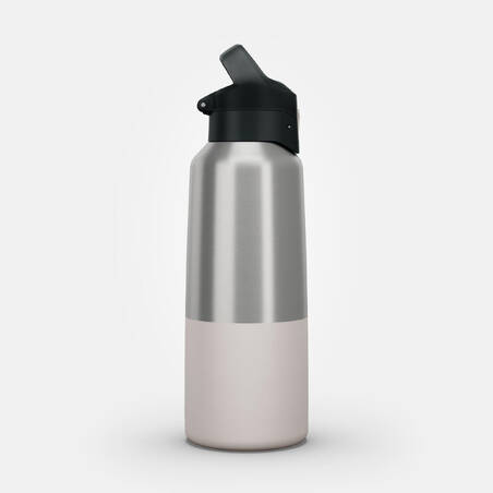 0.8 L stainless steel isothermal water bottle with quick-release cap for hiking