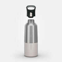 0.8 L stainless steel isothermal water bottle with quick-release cap for hiking