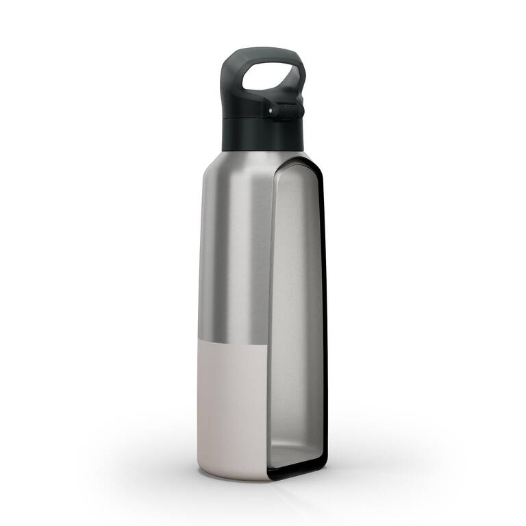 0.8 L stainless steel isothermal water bottle with quick-release cap for hiking