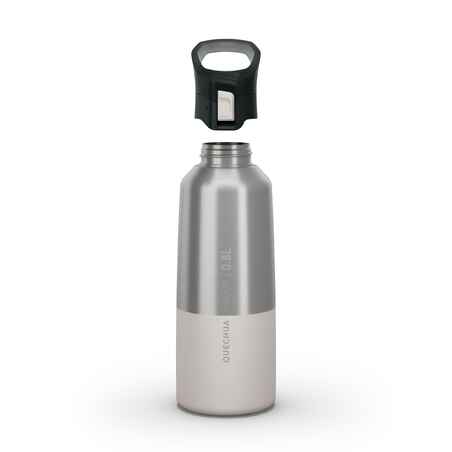 0.8 L stainless steel isothermal water bottle with quick-release cap for hiking